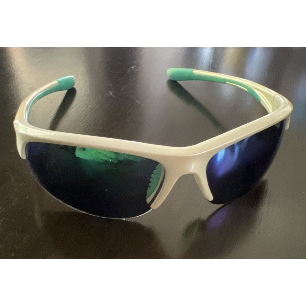 Vintage 1990s Piranha Eyewear  Half Frame White Sport Sunglasses Iridescent Lens